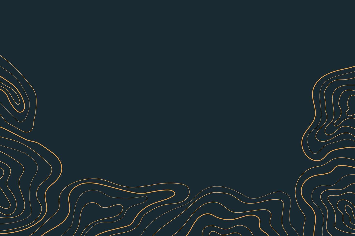Abstract luxury topographic map background. Gold topographic lines on a dark blue background vector