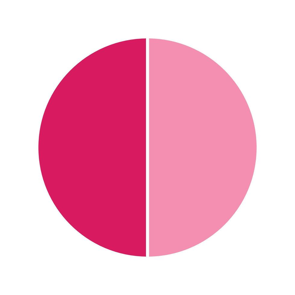 Pink pie chart with 2 parts chart, 2 circle section for business presentation concept. Overall for marketing and education goal . vector