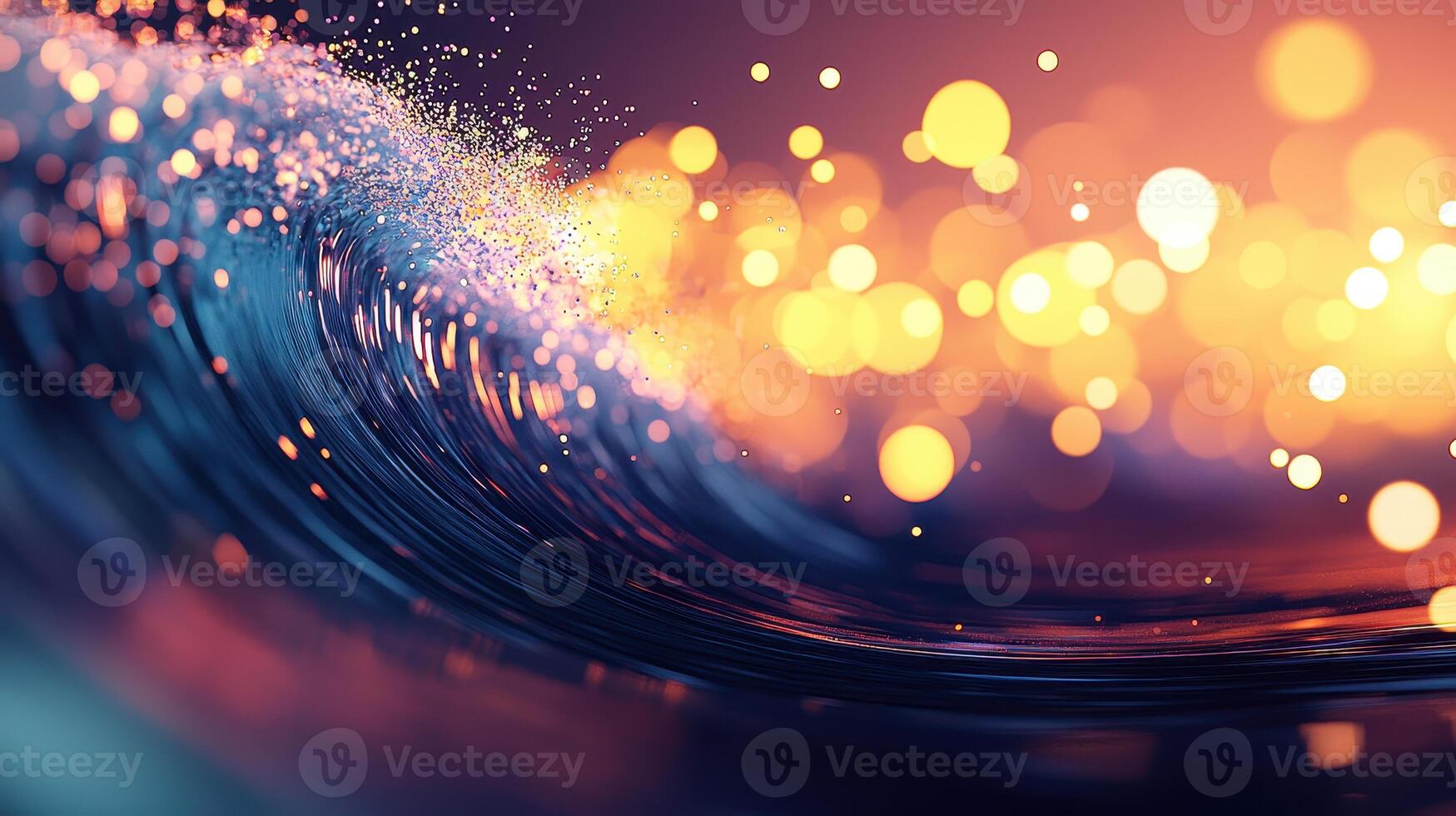 Abstract Wave with Glowing Bokeh Lights Dynamic Energetic Ocean Wave Background photo