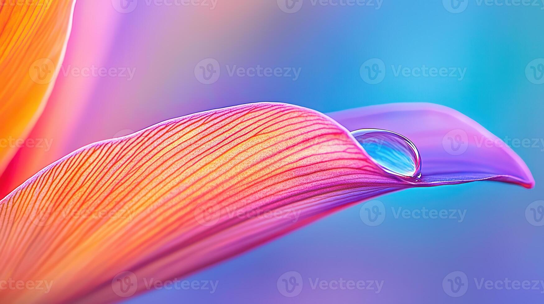 Vibrant Flower Petal with Dewdrop Macro Photography of Colorful Bloom photo
