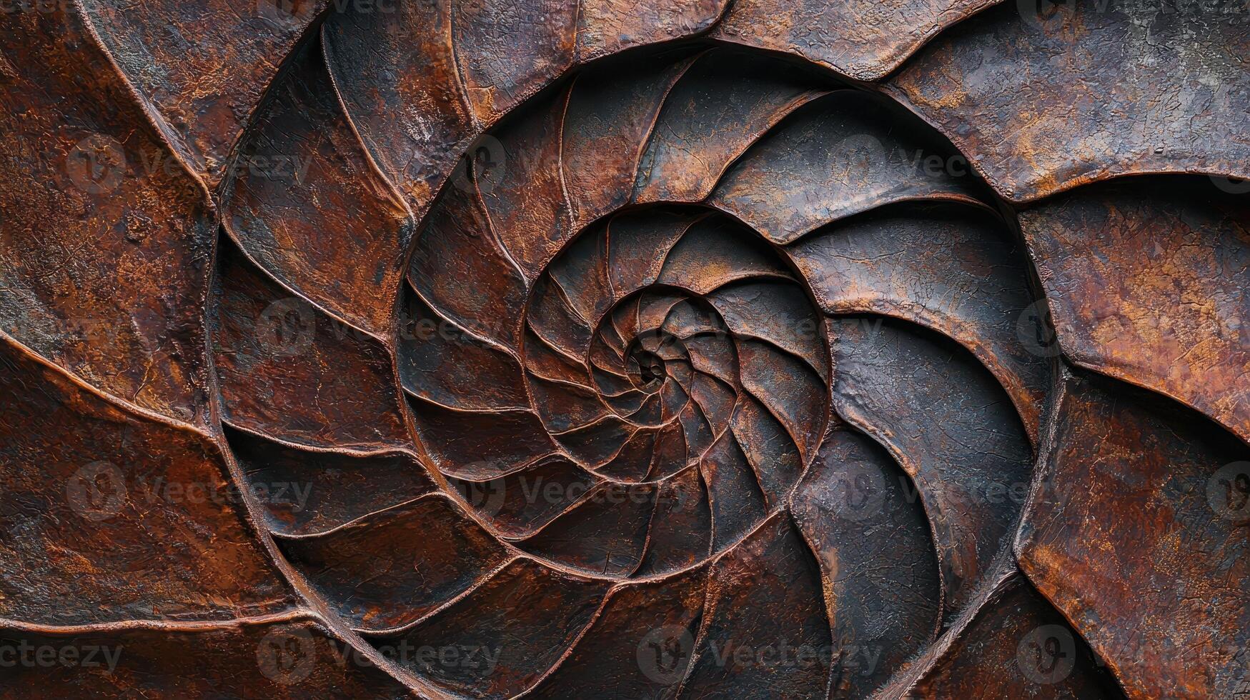 Abstract Rusted Metal Nautilus Shell Spiral Texture Background photo