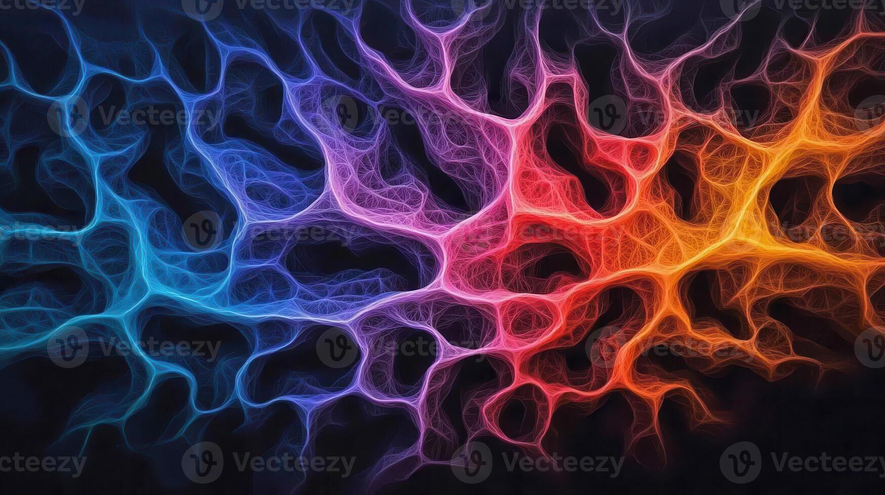 Abstract Colorful Network Luminous Glowing Lines Energy Flow Fractal Art Design photo