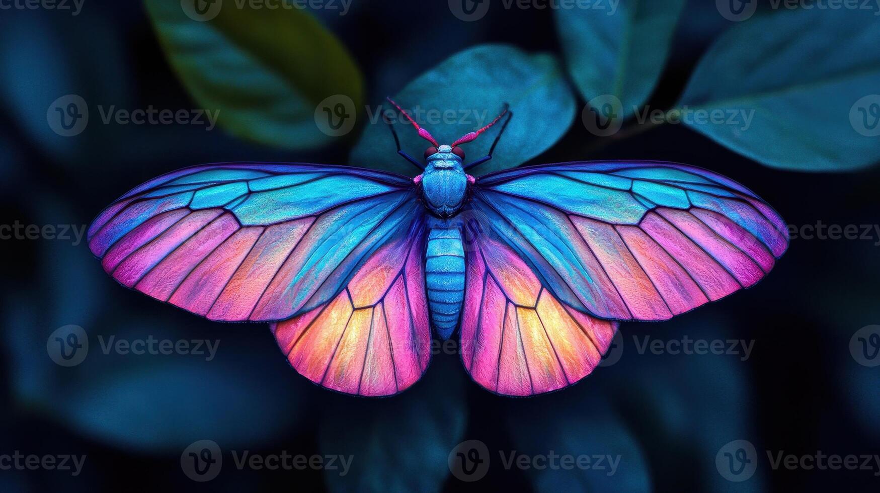 Vibrant iridescent moth wings close up macro photography colorful insect nature fantasy surreal photo