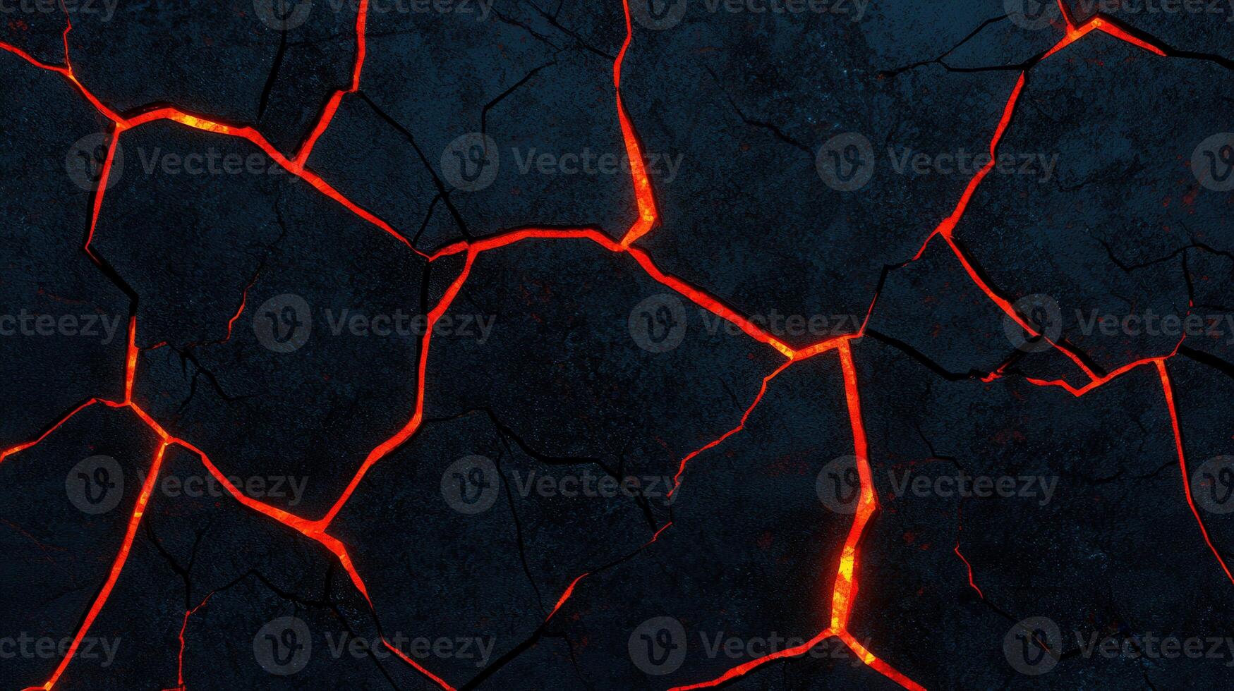 Glowing Lava Cracks in Dark Volcanic Rock Texture Background photo