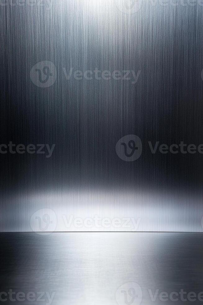 Brushed steel offers a sleek industrial look with soft reflections against a dark background, creating a modern and versatile space perfect for text and graphics photo