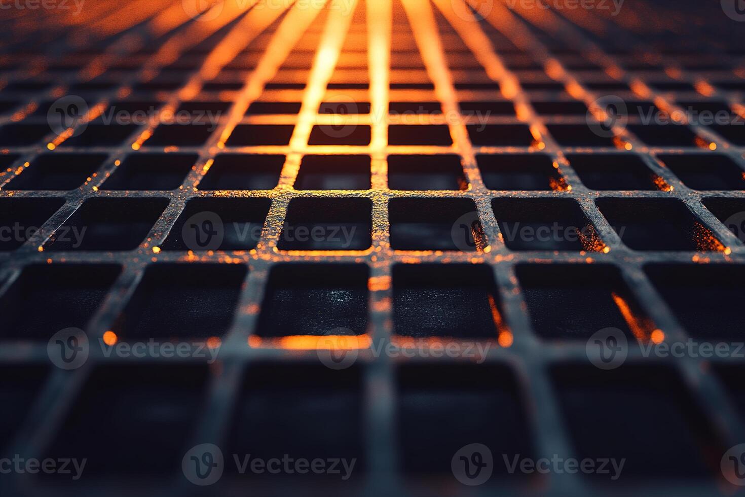 An abstract industrial backdrop showcases a metal grid with geometric designs. The soft light reflections create a modern, stylish atmosphere, providing clean space for text overlay photo