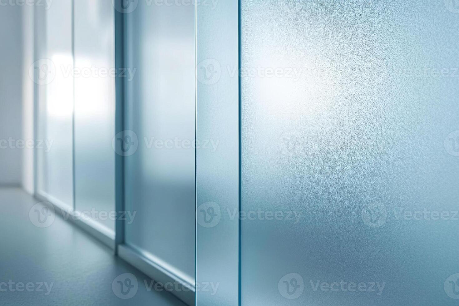 This modern Nordic interior showcases frosted glass panels that diffuse light in a serene manner, complementing the smooth surface and creating a tranquil atmosphere ideal for design applications photo
