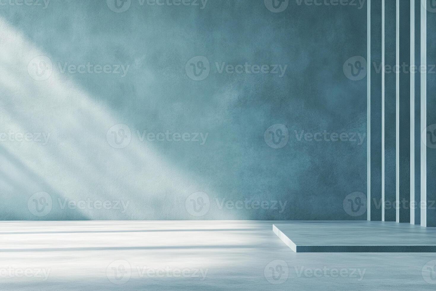 The softly textured wall in muted blue features subtle linear patterns against a clean neutral base, creating a calming modern atmosphere with plenty of space for text overlay photo