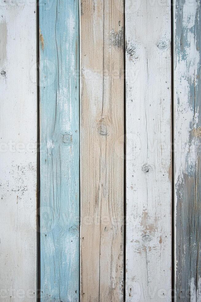 This background showcases vertical wooden slats in natural tones, accented with muted light blue hues, creating a warm and serene atmosphere for text overlay or design projects photo