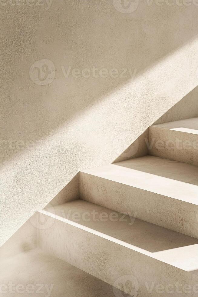 This artwork features overlapping concrete slabs with smooth surfaces and subtle shadows. The soft beige background offers ample clean space, creating a calming and modern atmosphere photo