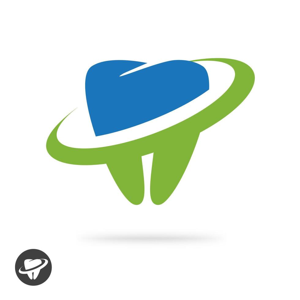 Dental care logo icon or tooth care clinic logotype abstract design pictogram, stomatology insignia monochrome concept vector