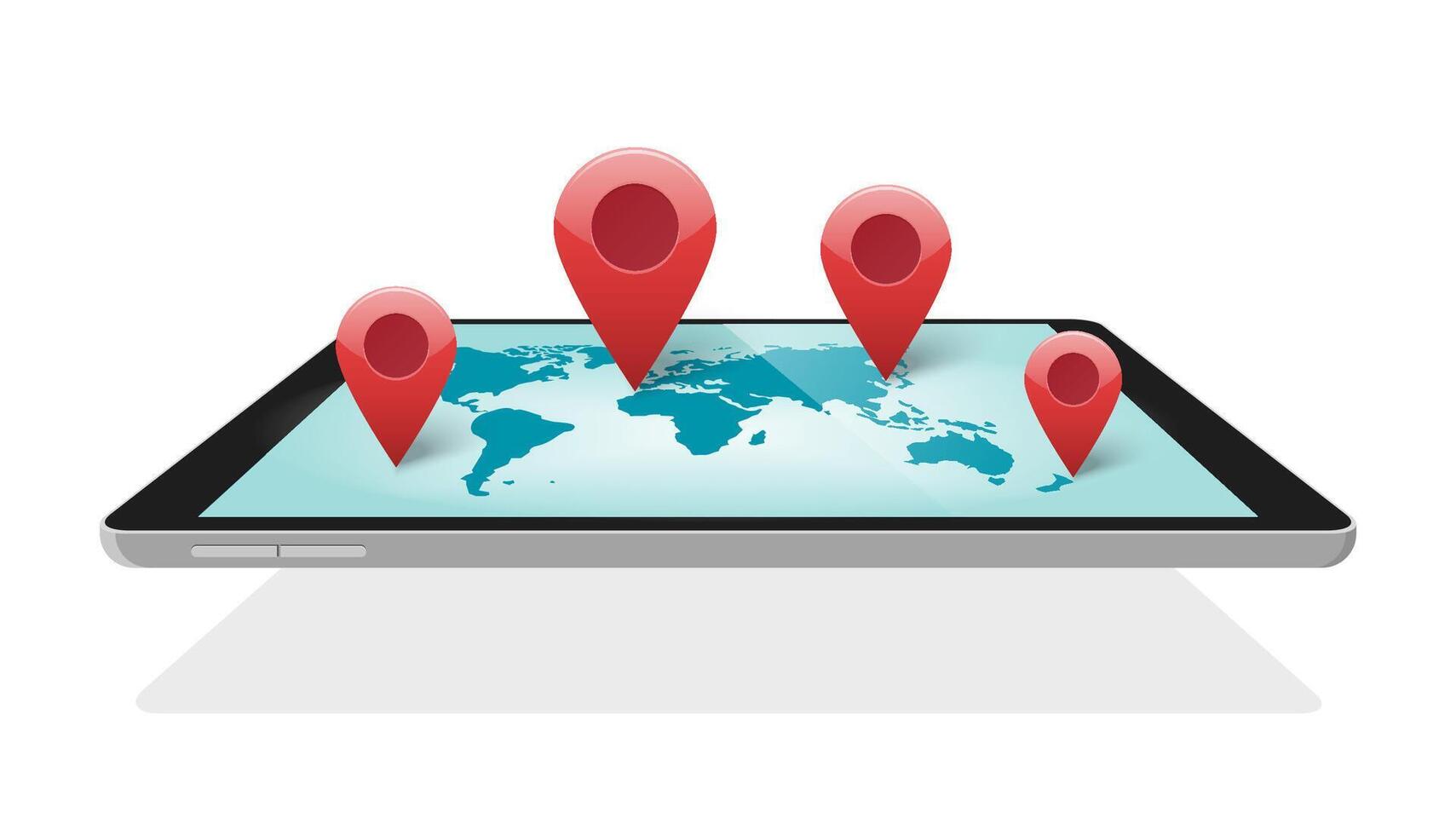 Global world map digital technology with pin pointer markers for travel or worldwide mobile logistics design 3d illustration, concept or earth network communication of electronic connection vector