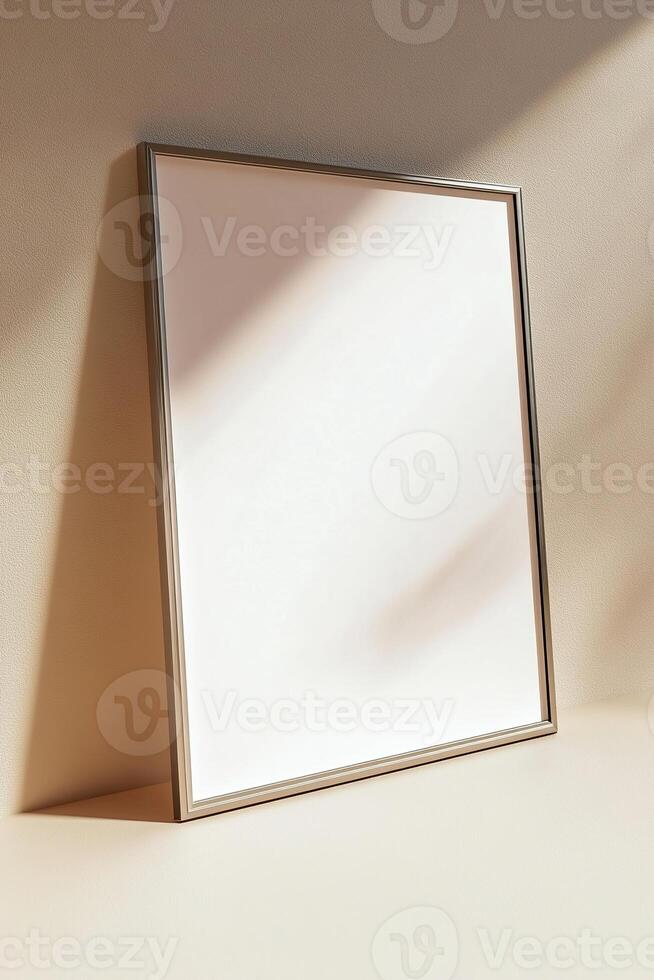 A stylish Nordic-style frame is elegantly suspended in front of a soft beige gradient background. Ideal for displaying artwork or quotes, it offers ample space for a text overlay photo