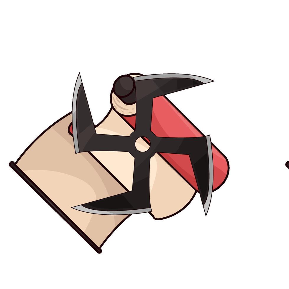 sharp shuriken with red paper illustration vector