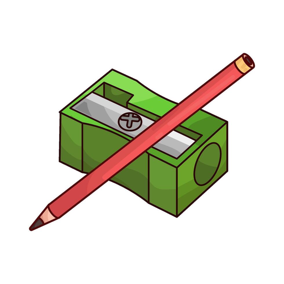 illustration of green sharpener and pencil vector