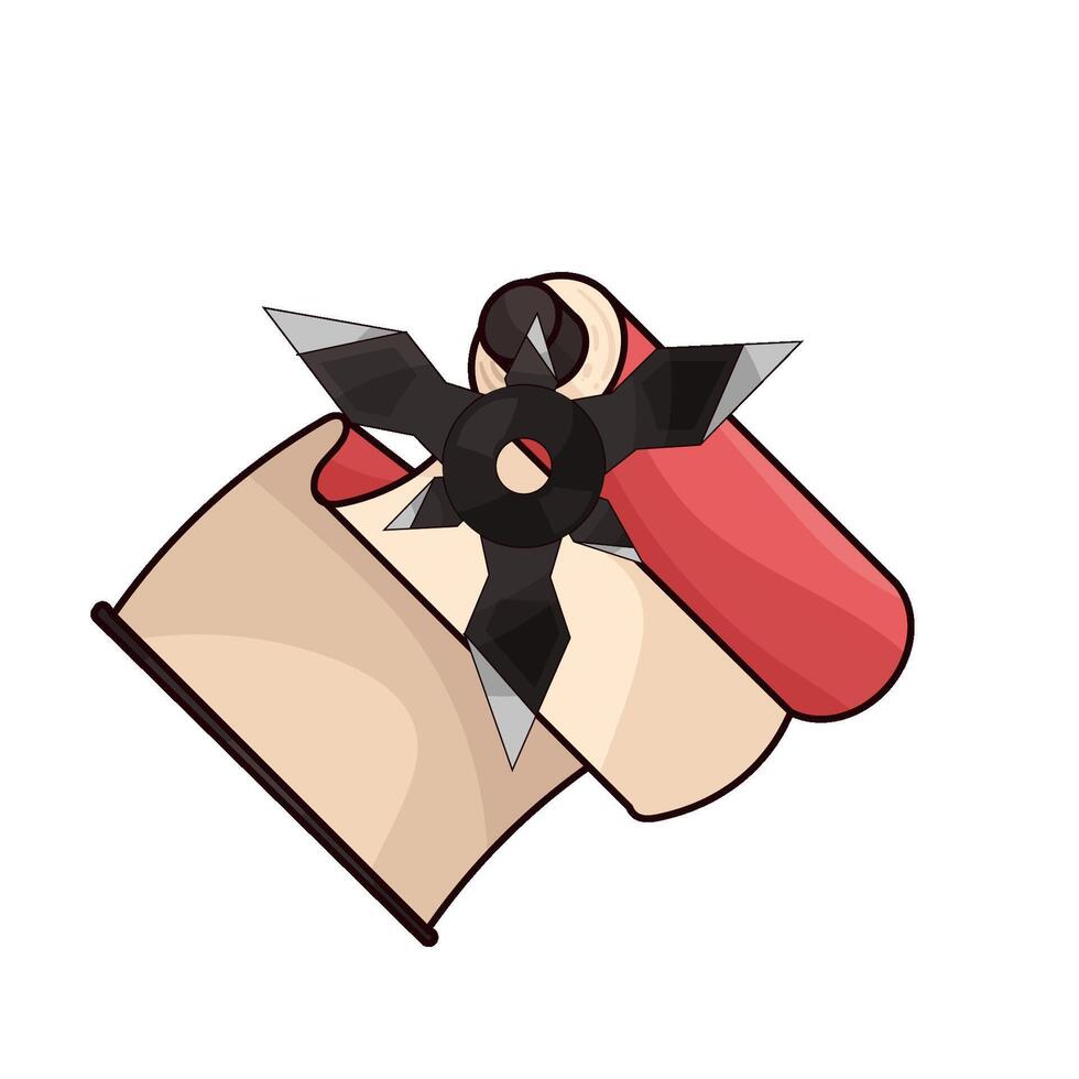 sharp shuriken and red paper vector