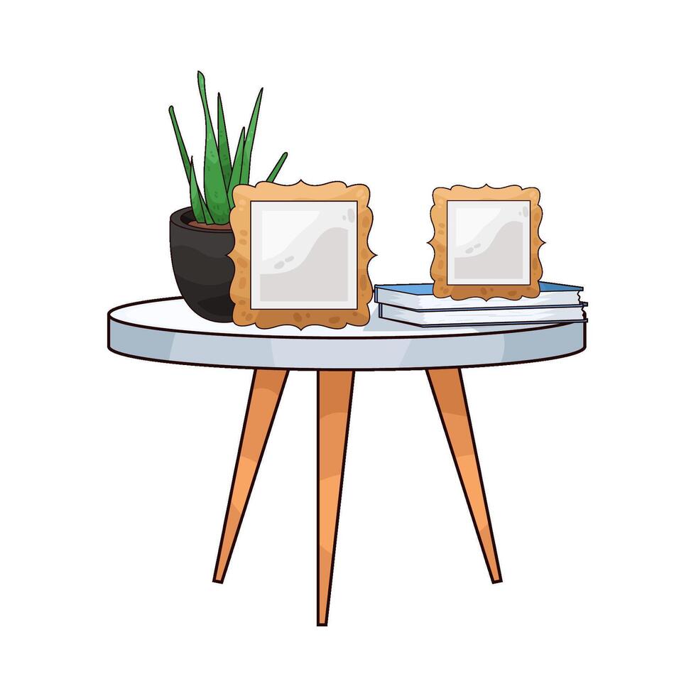 potted plants next to the frame on the table vector