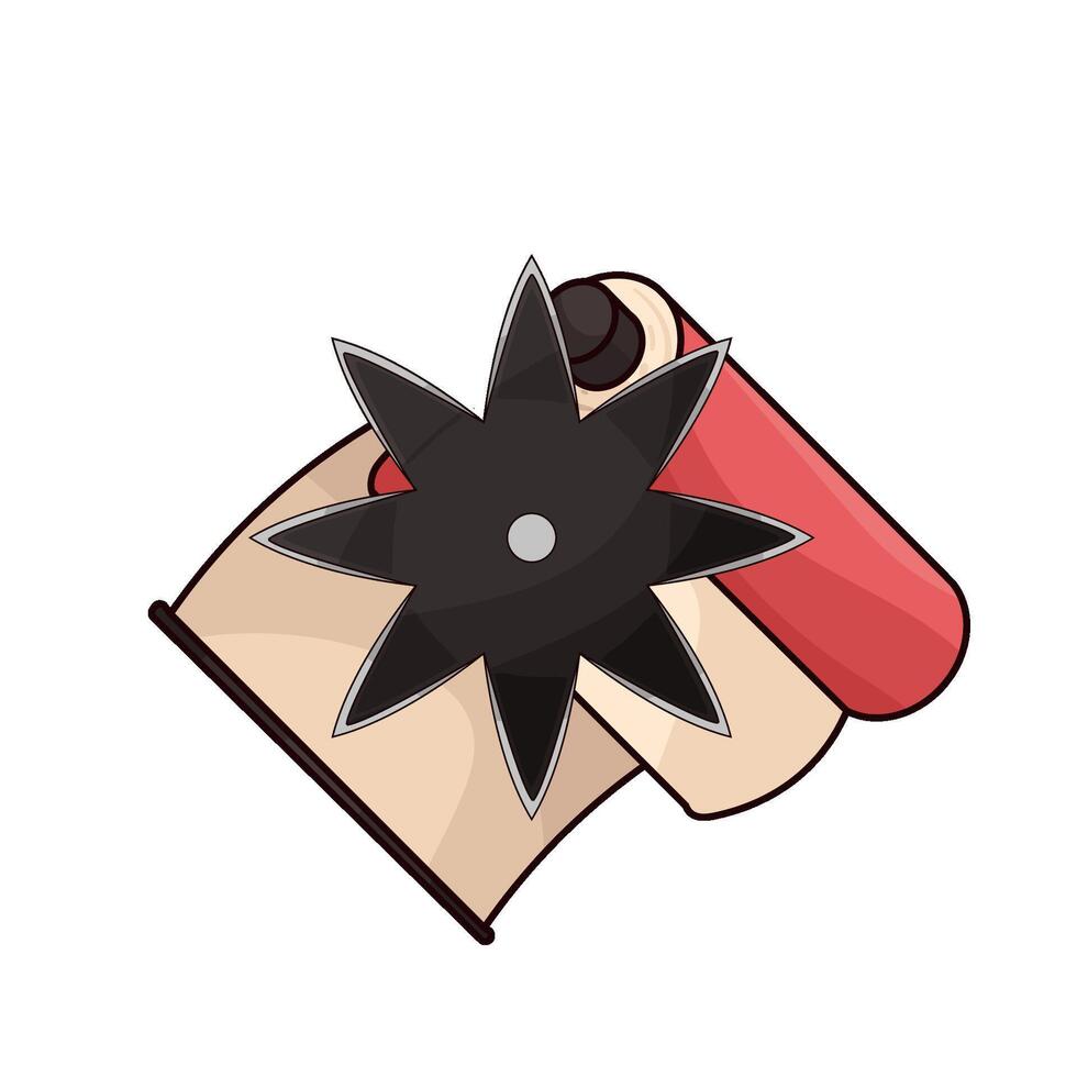 sharp shuriken with red paper vector