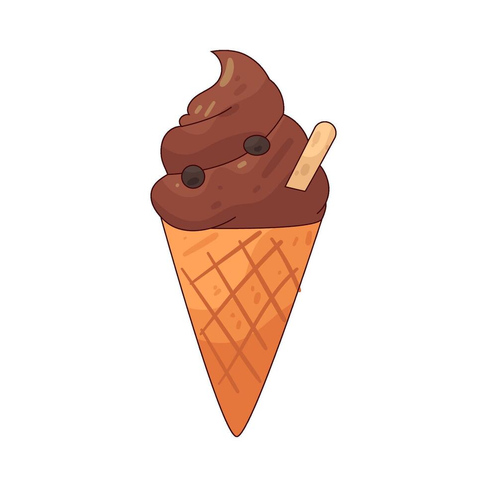 chocolate ice cream cone vector