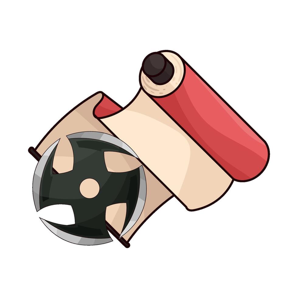 red paper rolls with shuriken vector