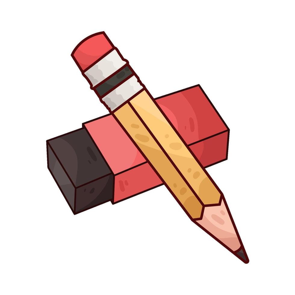 short pencil and an eraser vector