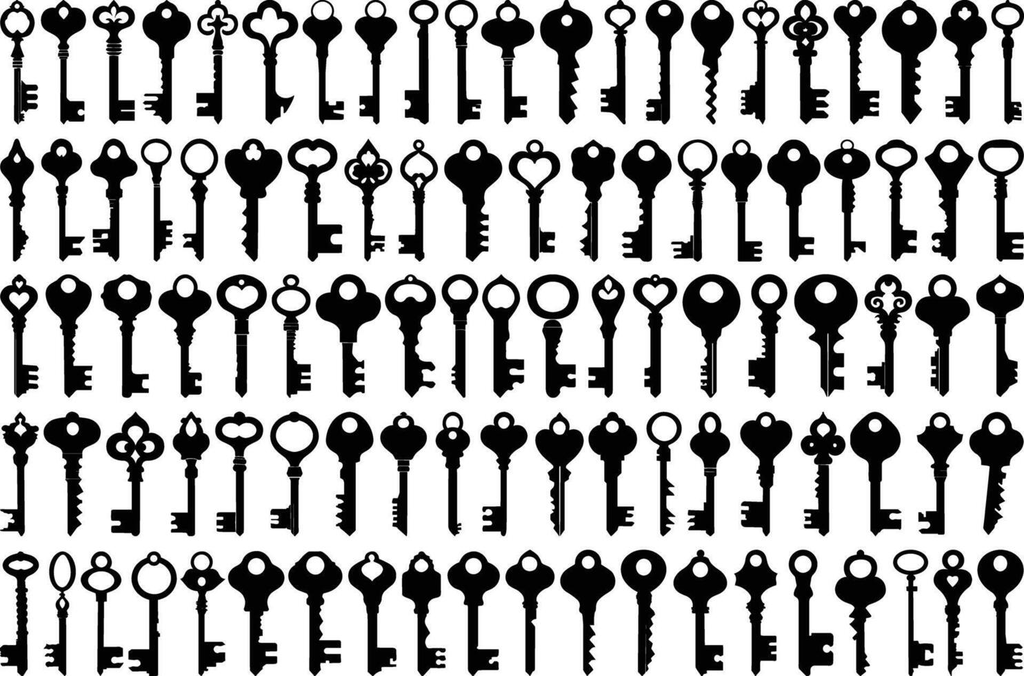 Set of Different Black Key Silhouettes vector