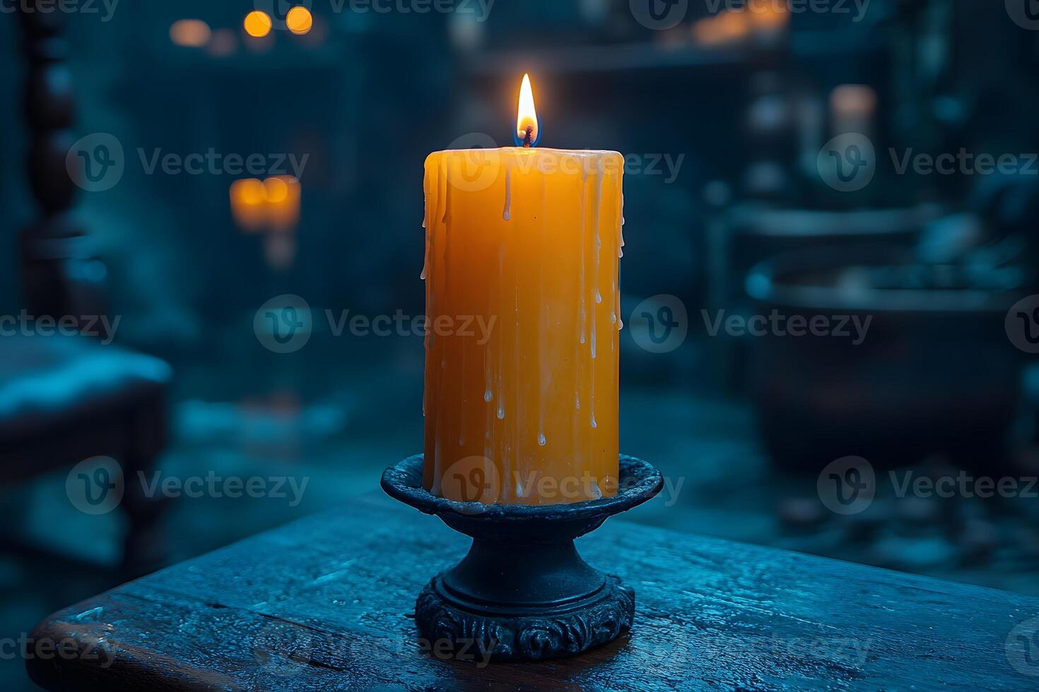 Warm Candlelight Ambiance in Rustic Setting for Cozy Winter Evenings photo