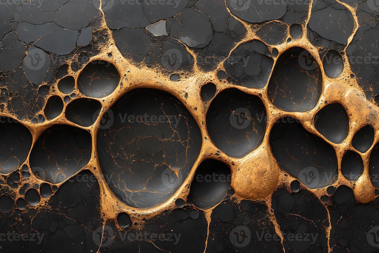 Abstract Organic Pattern with Gold and Black Fluid Art Texture for Modern Design photo