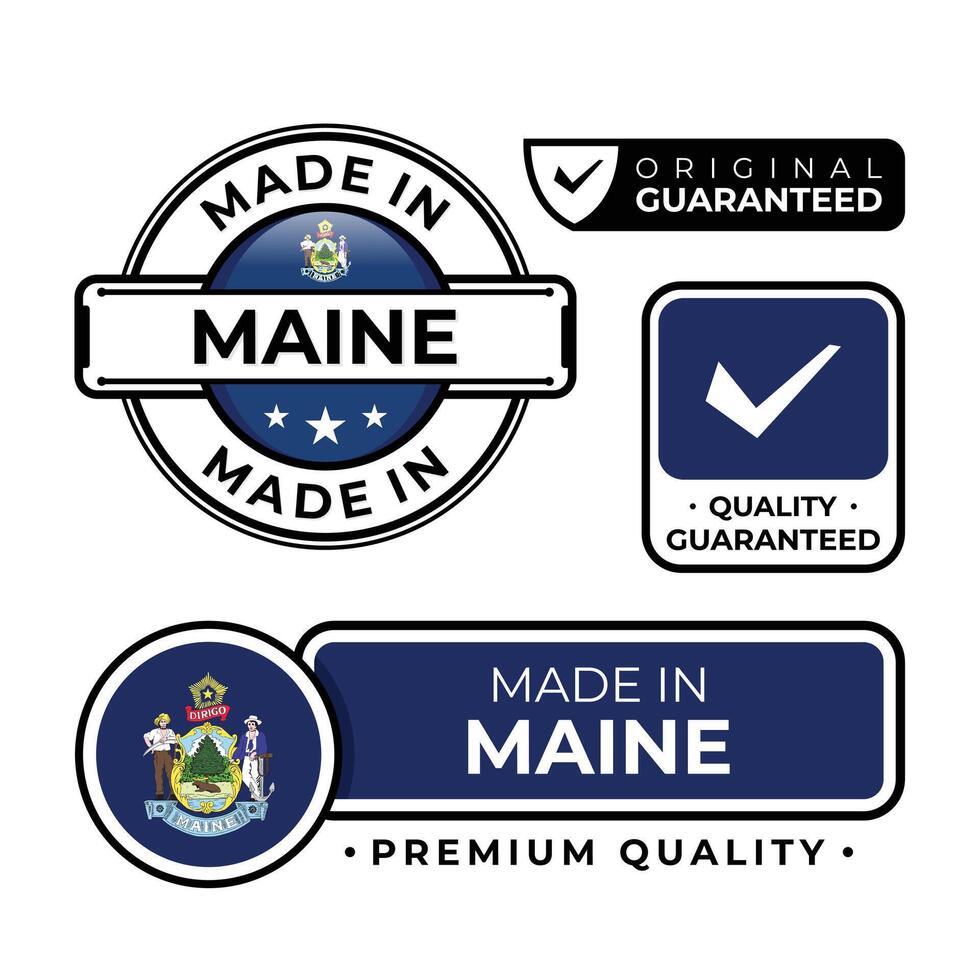 Badge bundle made in Maine label icon emblem isolated on white background vector