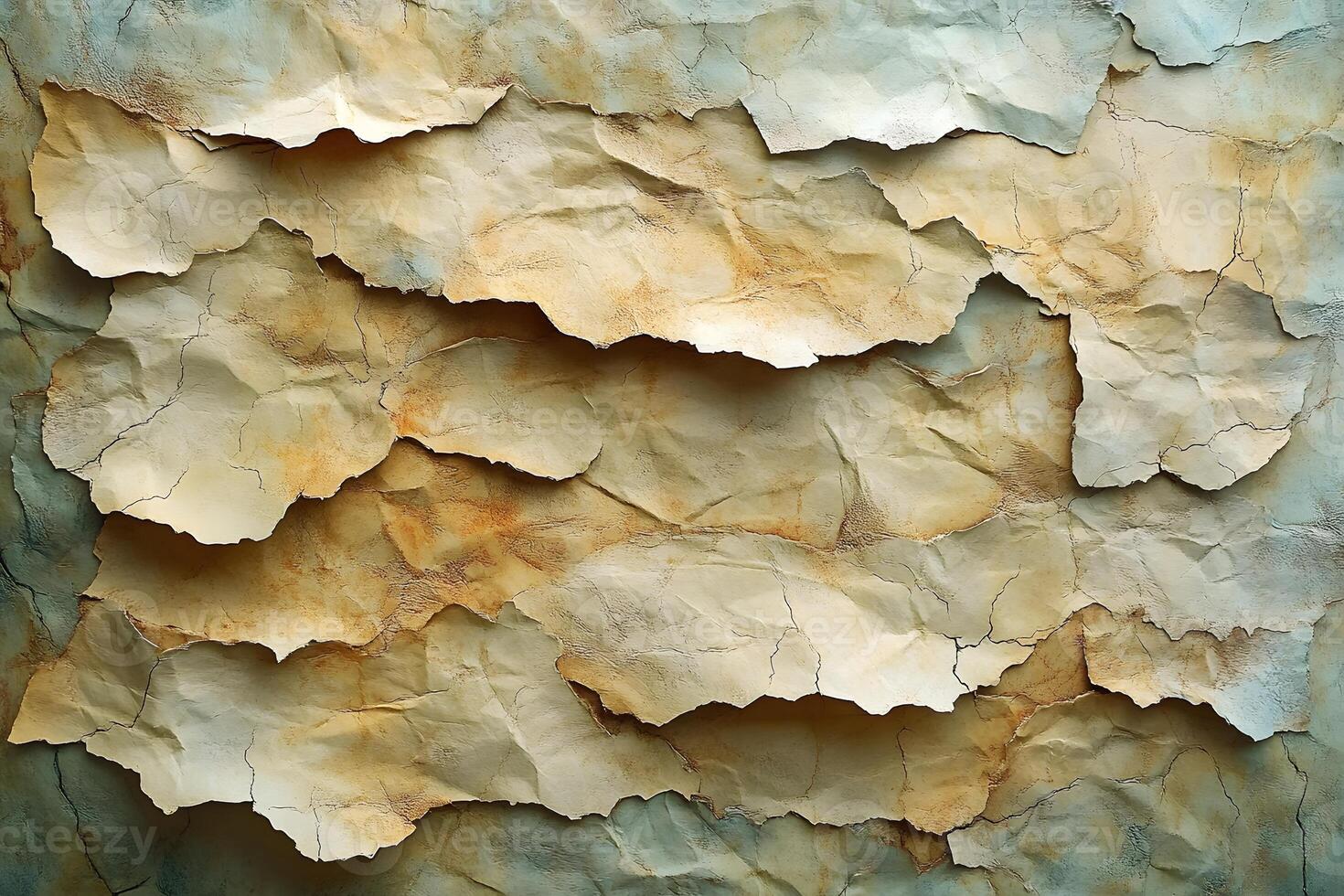 Textured Vintage Paper with Cracked Layers for Background Design photo