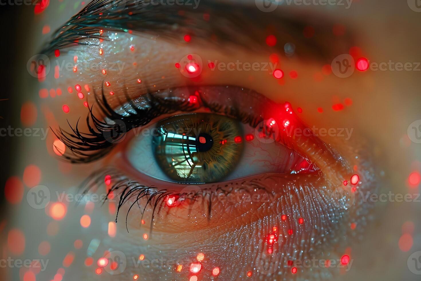 Futuristic Vision Concept with Dynamic Red Light Reflections for Technology Design photo