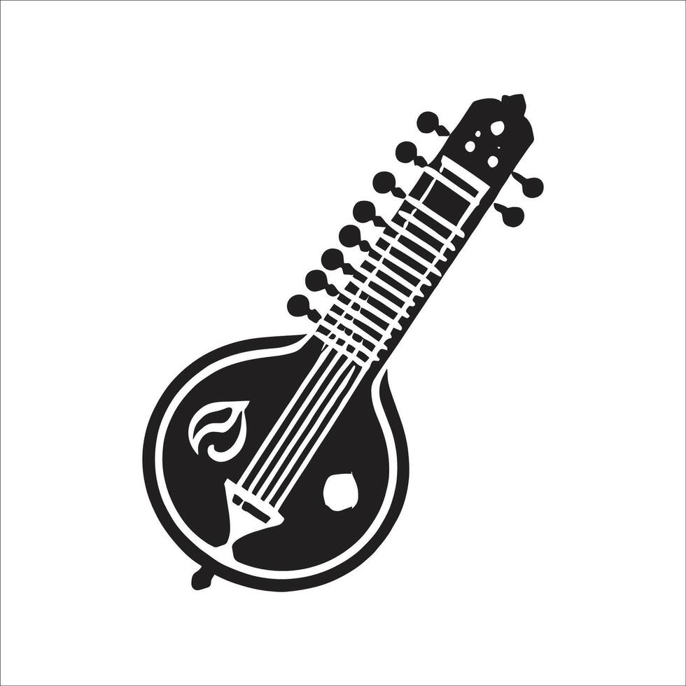 Beautiful Sitar classical music instrument vector