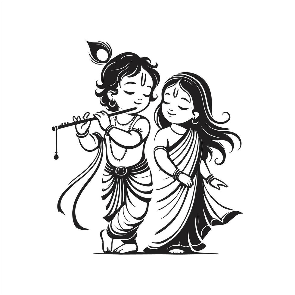 Lord Radha And Krishna vector