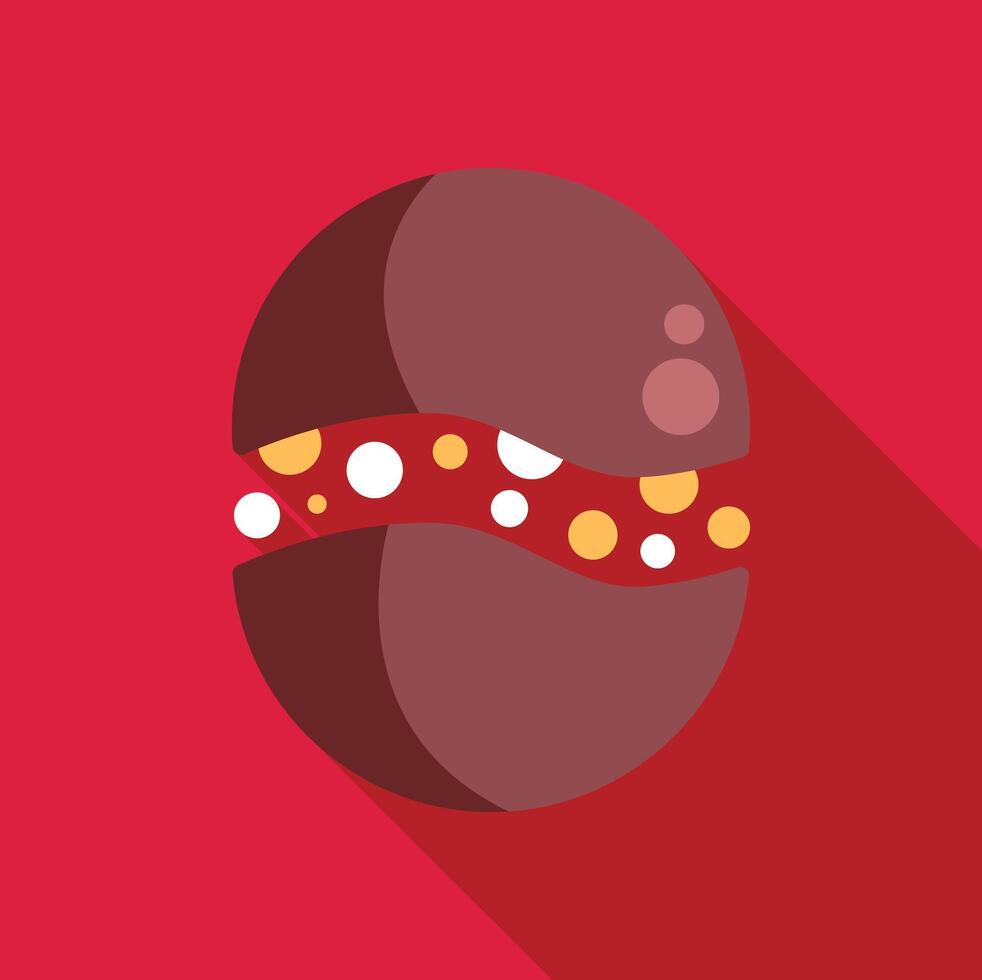 Chocolate cookie showing filling cream with sprinkles on red background vector