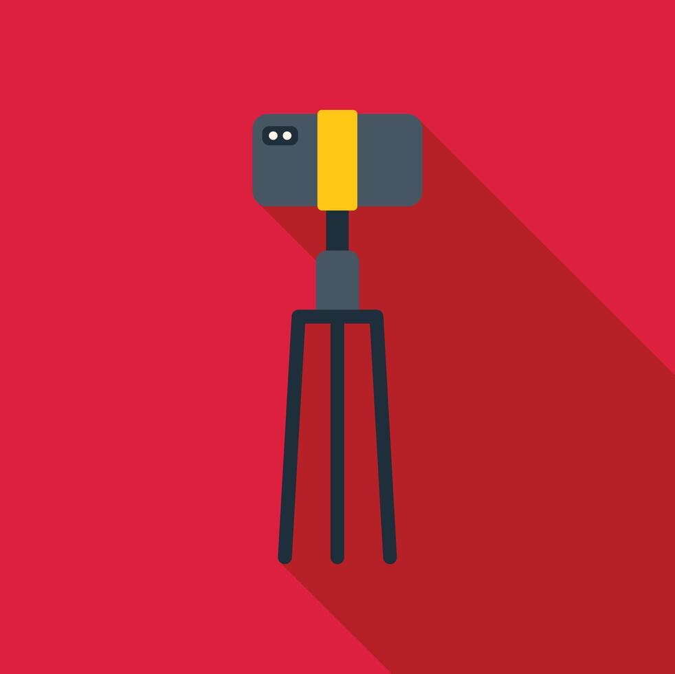 Smartphone recording on tripod with long shadow on red background vector