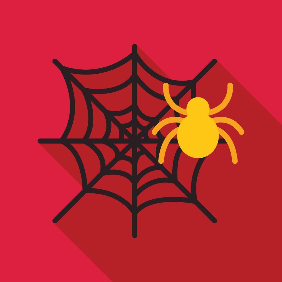 Yellow spider crawling on spiderweb, creating halloween atmosphere vector