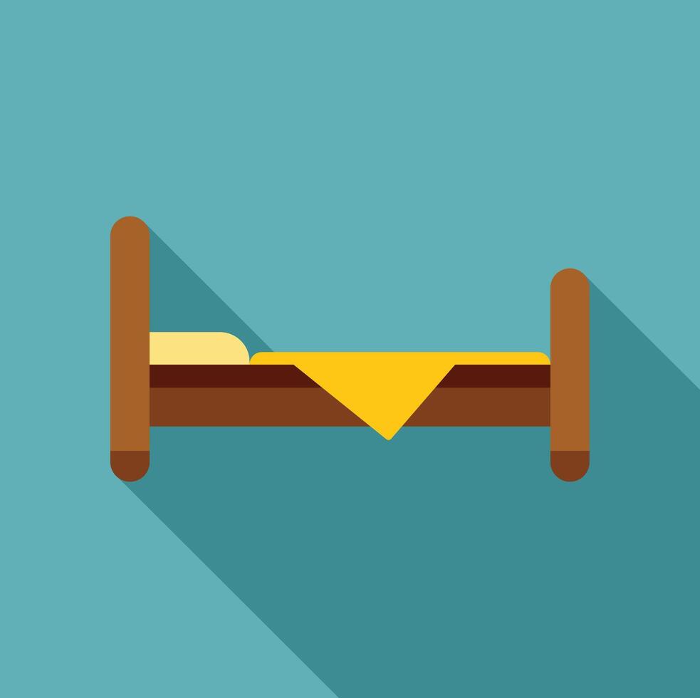 Simple bed with yellow blanket and pillow, resting and sleeping concept vector