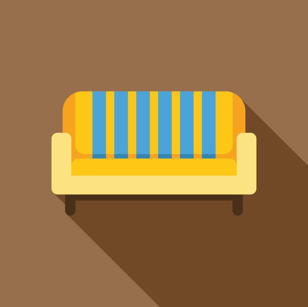 Comfortable yellow sofa with blue stripes representing comfort and relaxation vector