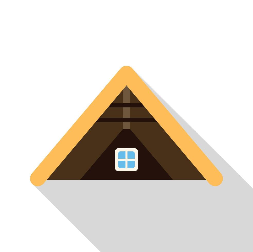 Triangular roof with wooden beams and skylight creating cozy attic space vector