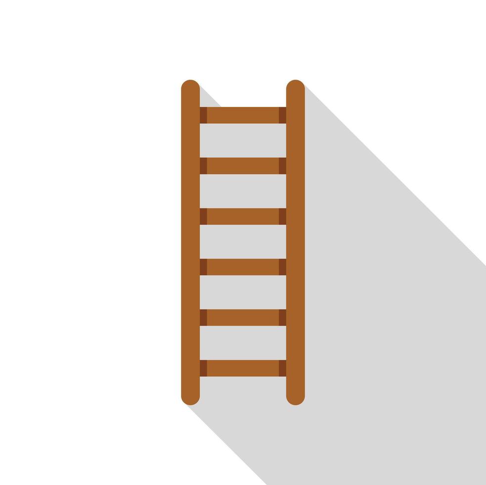 Wooden ladder with long shadow standing on white background vector