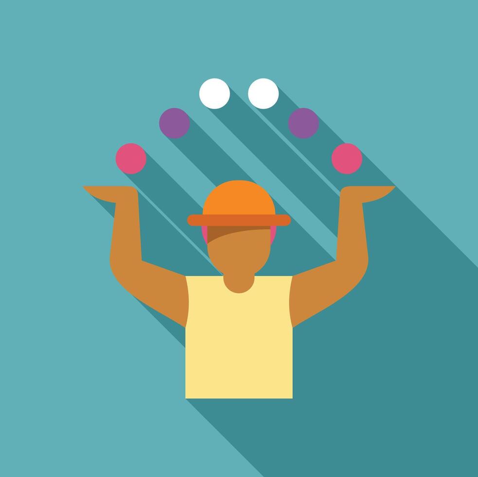 Juggler juggling colorful balls wearing an orange hat vector