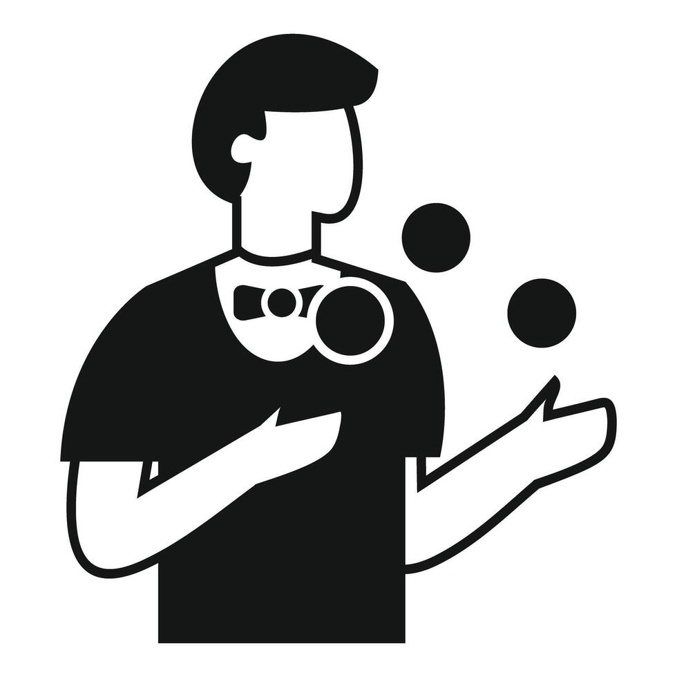 Juggler with bow tie juggling three balls icon vector