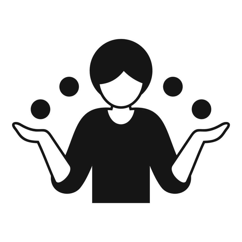 Juggler balancing multiple balls, multitasking and skill in action vector