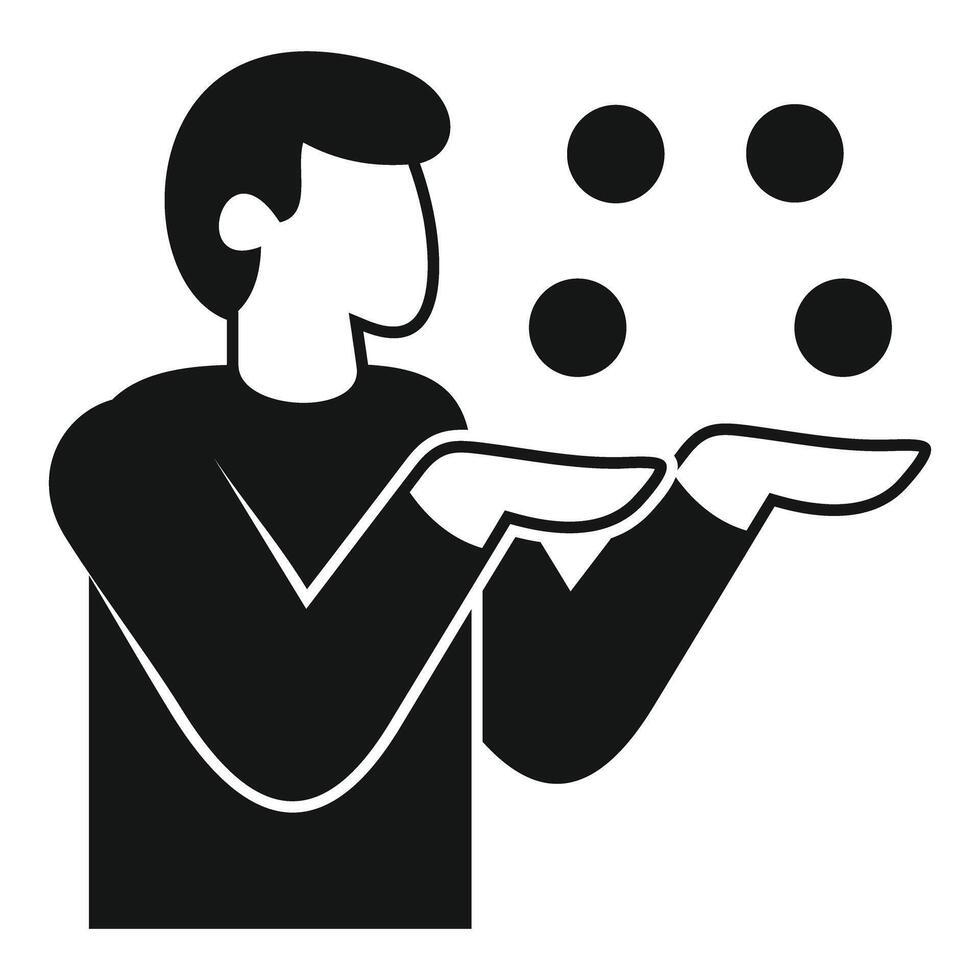 Juggler making a performance juggling four balls in the air vector