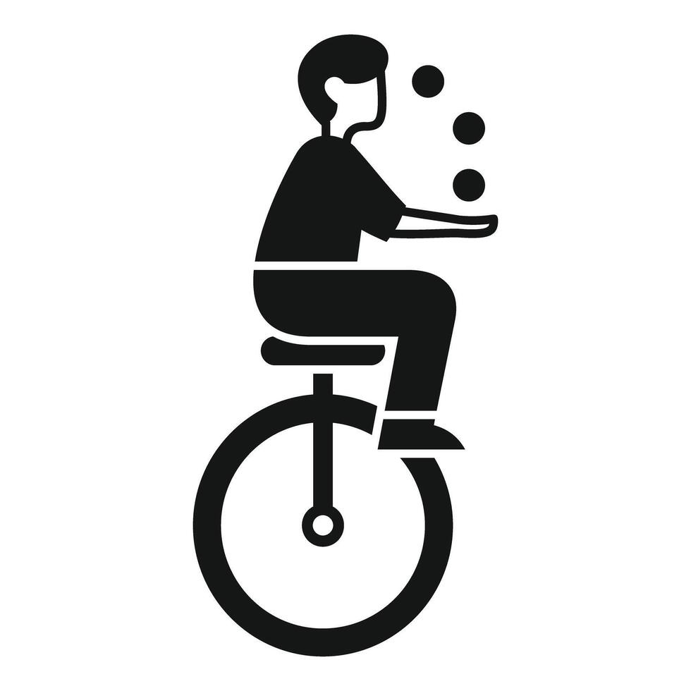Street artist juggling on unicycle performing a show vector