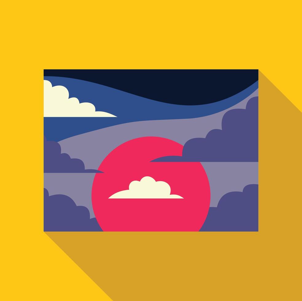 Pink sun shining through clouds in abstract painting or illustration vector