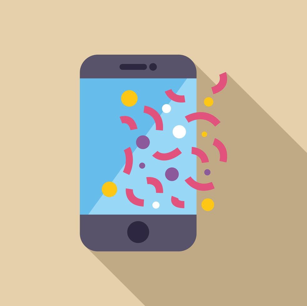 Smartphone showing confetti, celebrating a virtual party or achievement vector