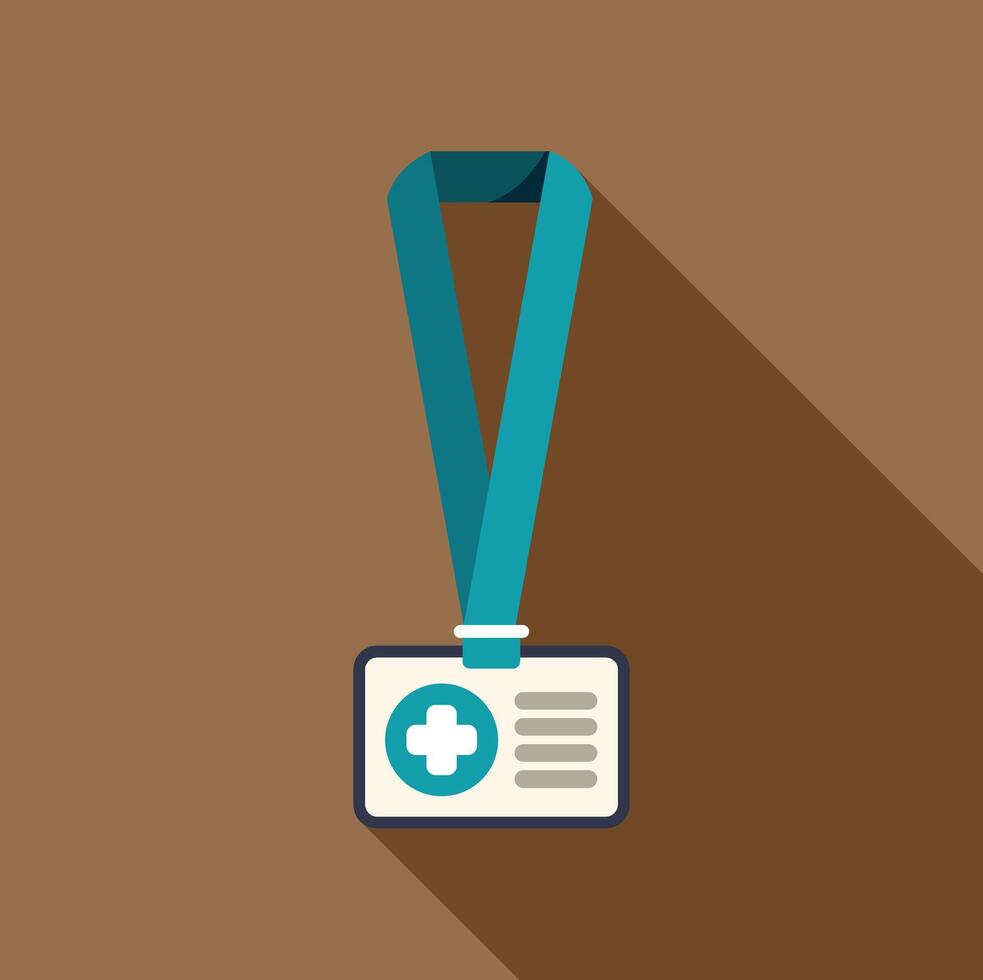 Medical id card with cross symbol hanging on a teal lanyard vector