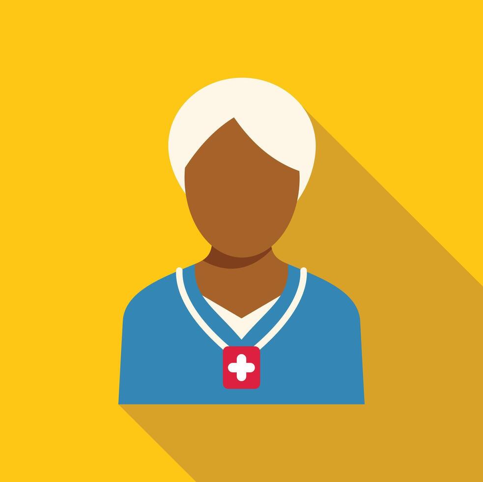 Nurse wearing id badge with medical cross symbol, healthcare professional avatar vector