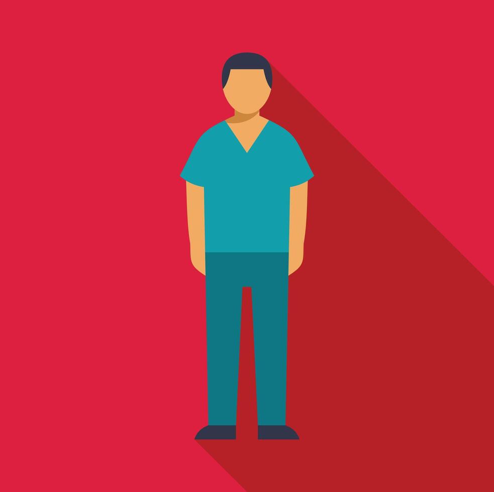 Nurse wearing teal scrubs standing on red background vector